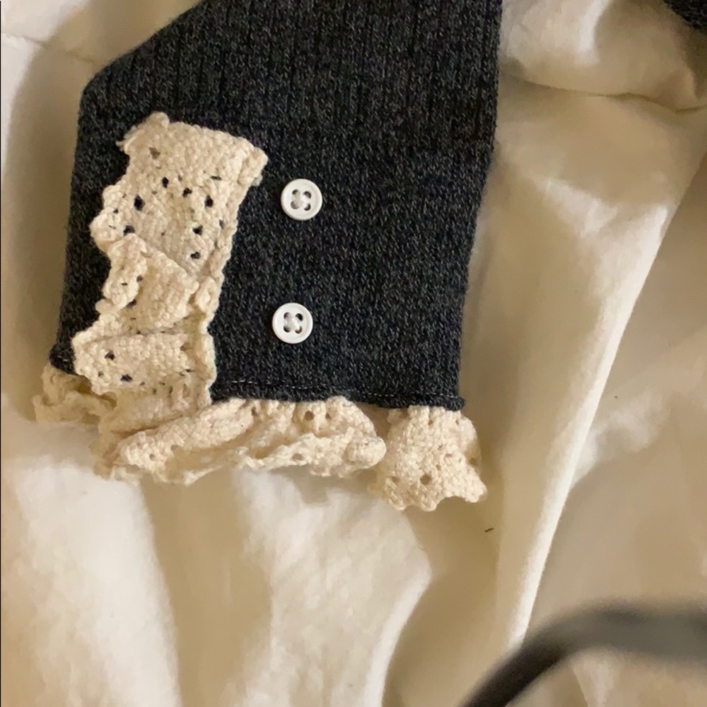 Knee High Boot Socks Ruffles Lace Trim & Buttons - Picture 3 of 5